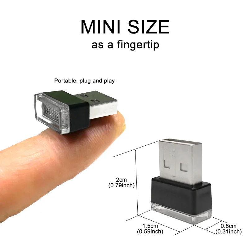 Мини-светодиод машины светильник авто Интерьер USB атмосферный свет Plug and Play Декор лампа аварийный светильник ing PC Авто продукты