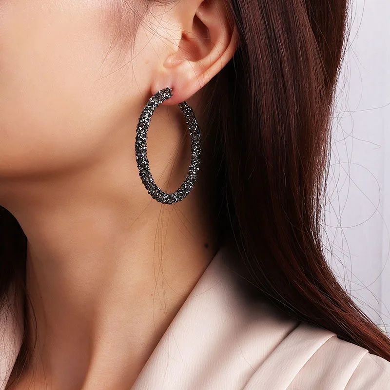 

Fashion Earrings For Women Simple Casual Joker Geometric Round Shape Broken Zircon Inlaid Shiny Drop Earrings Female