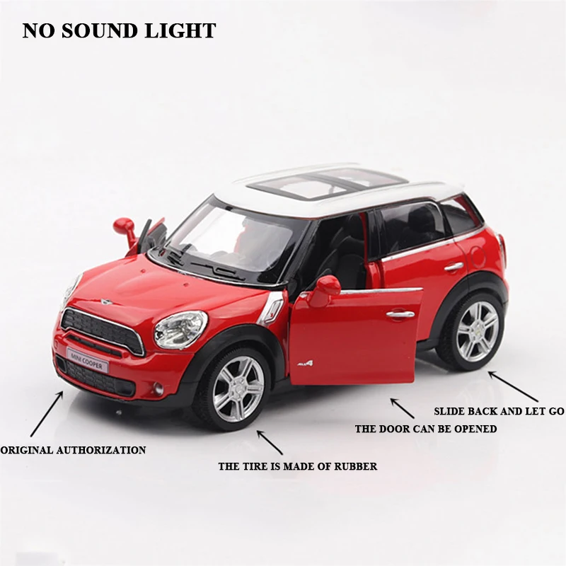 1:36 MINI Cooper S COUNTRYMAN литая под давлением модель автомобиля игрушка с оттягиванием для детей рождественские день рождения подарки коллекция игрушек