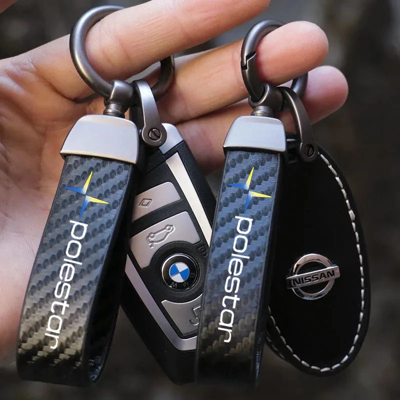 Car Accessories Carbon Fiber Texture Key Rings Keychain Keyring Auto