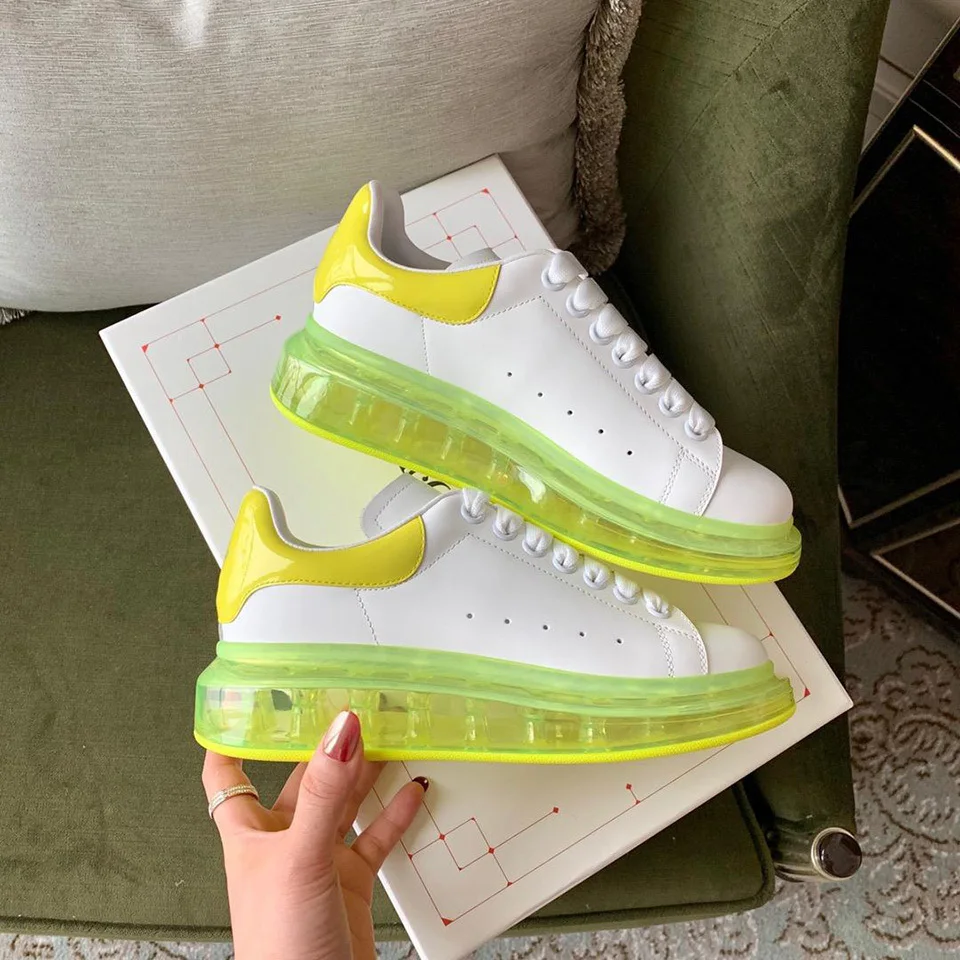 

BELLECOM 2019 Early Autumn New Crystal Air Cushion Small White Shoes Female Thick-soled Leather Leisure Sports mcqueen shoes