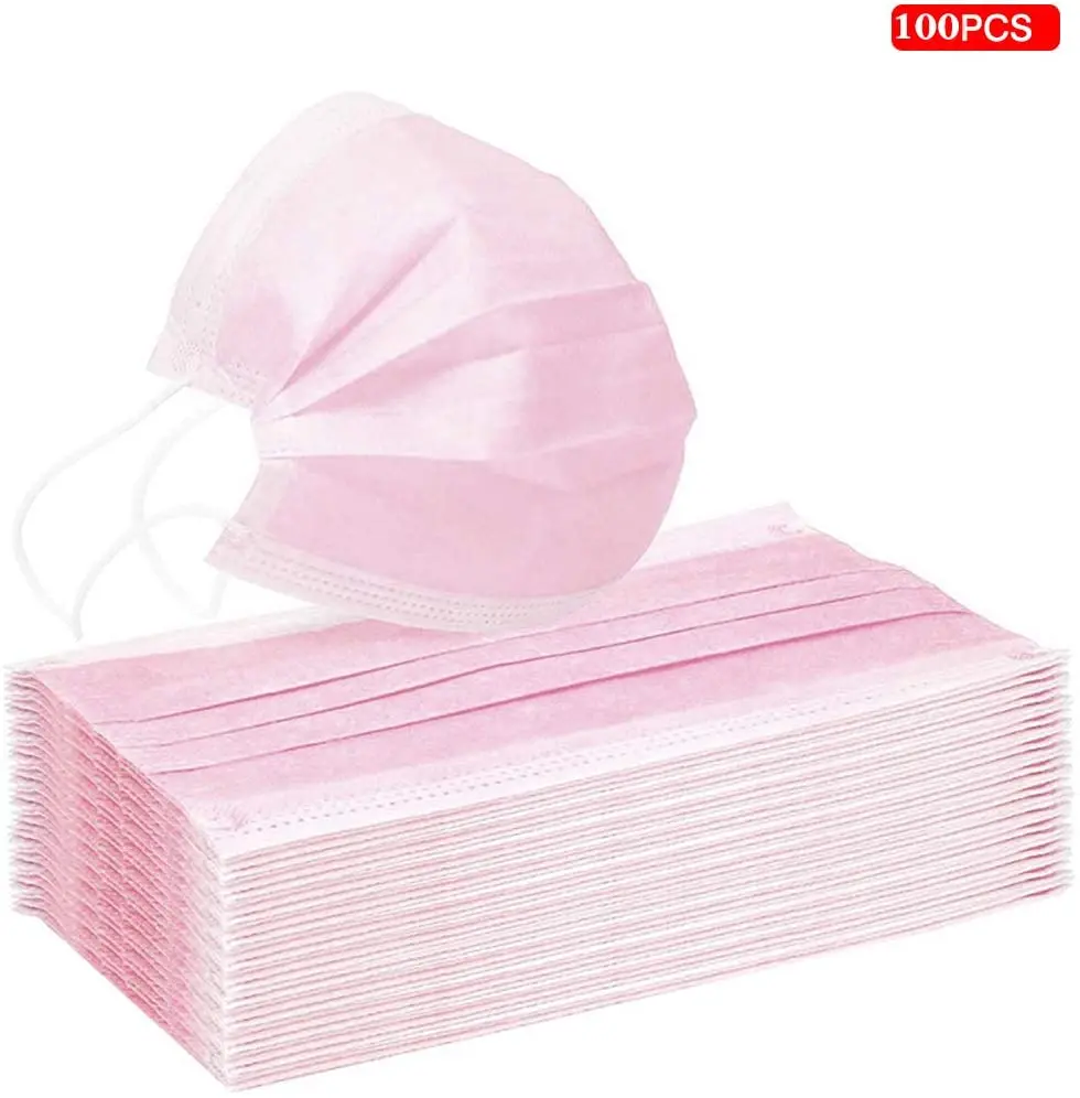 

100Pcs Non-Woven 3 Layers Anti-Dust Masks Disposable Safe Breathable Face Mouth Mask Kids Adult Ear Loop Filter Masks