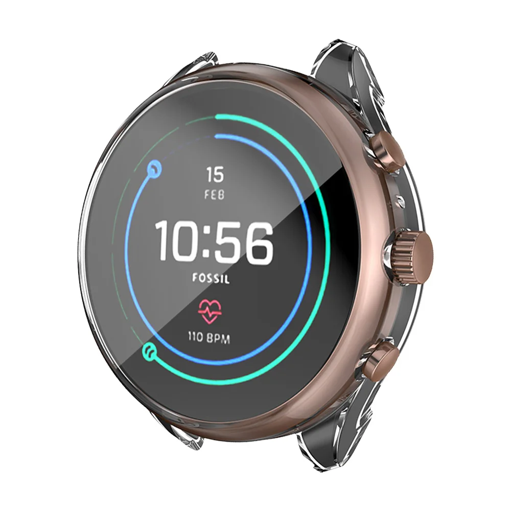 Для Fossil Ftw6022 чехол для часов Защитная пленка для экрана полная крышка легкий Бампер Мягкий ТПУ тонкий корпус несколько цветов аксессуары - Цвет: Clear