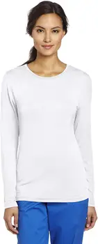 

2020 Women Scrubs Silky Long-Sleeve T-Shirt Short Casual Cotton O-Neck