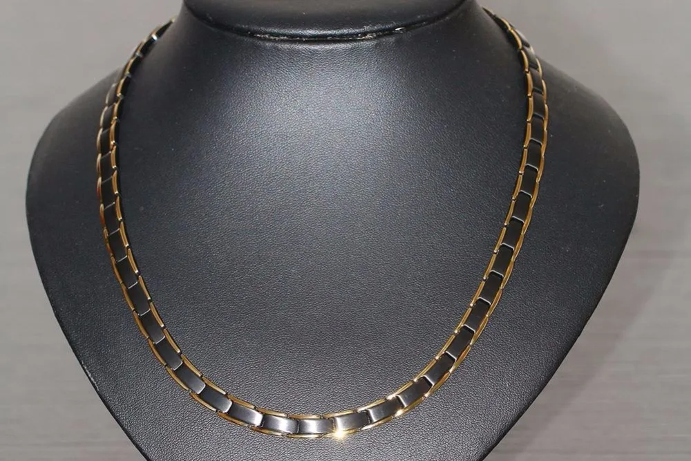 Mens Womens Magnetic Necklaces Stainless steel Health Energy Magnetic Ion Germanium Necklace Pain Relief for Neck Arthritis Men Collares Hombre collares collier colar choker 17
