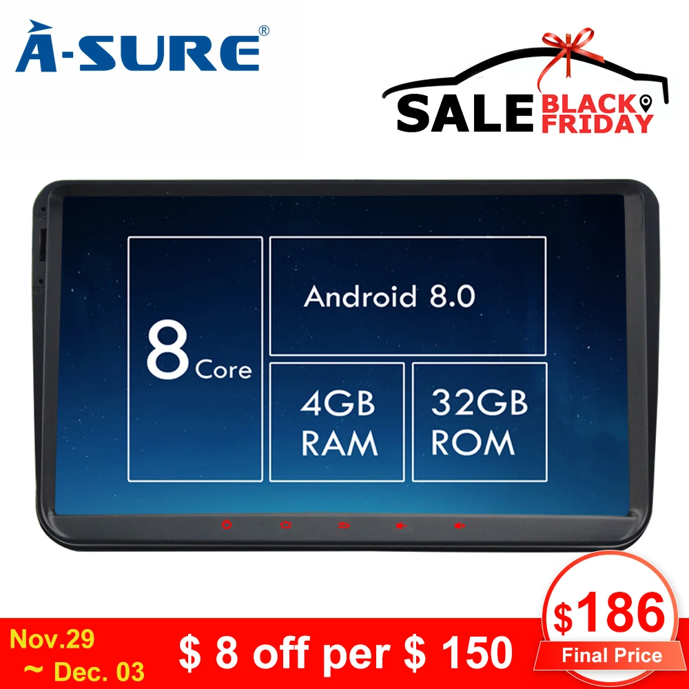 A-Sure 8 core 4 ГБ 9 ''ram Android 8 радио gps DVD для Volkswagen VW Tiguan Polo Golf 5 6 Passat Caddy Transporter Touran Sharan