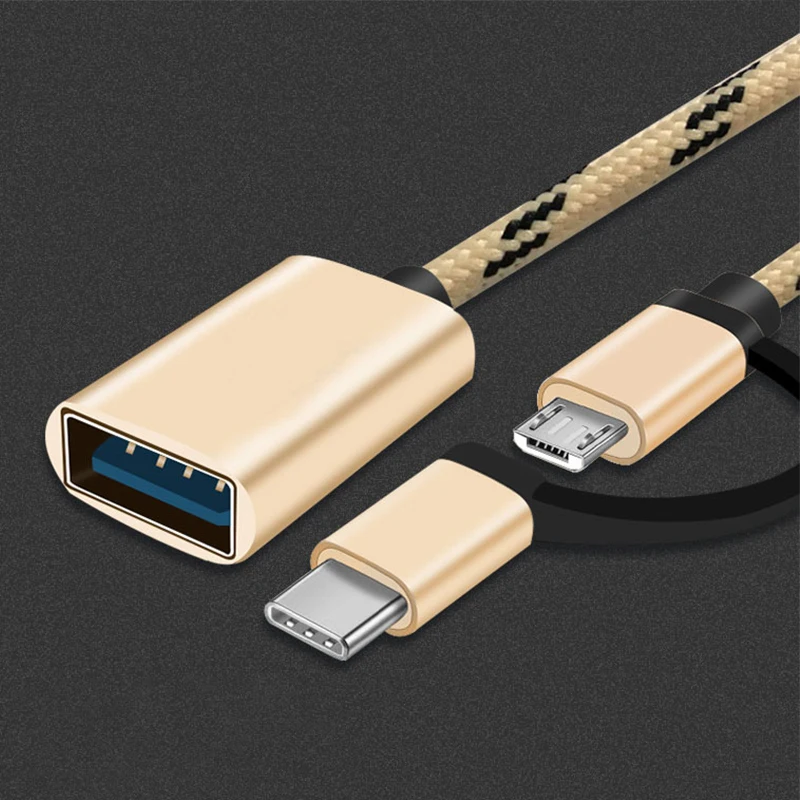 2 в 1 USB 3,0 OTG кабель type C Micro usb to USB3.0 адаптер USB-C кабель передачи данных для телефона samsung Xiaomi huawei type-C
