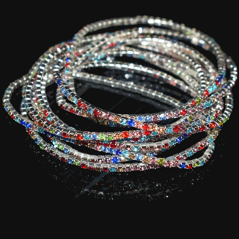 Crystal Bracelet 10 Pieces Ladies Transparent Shiny Crystal Bracelet 27 Colors Full Rhinestone Elastic Women Wristband Gift