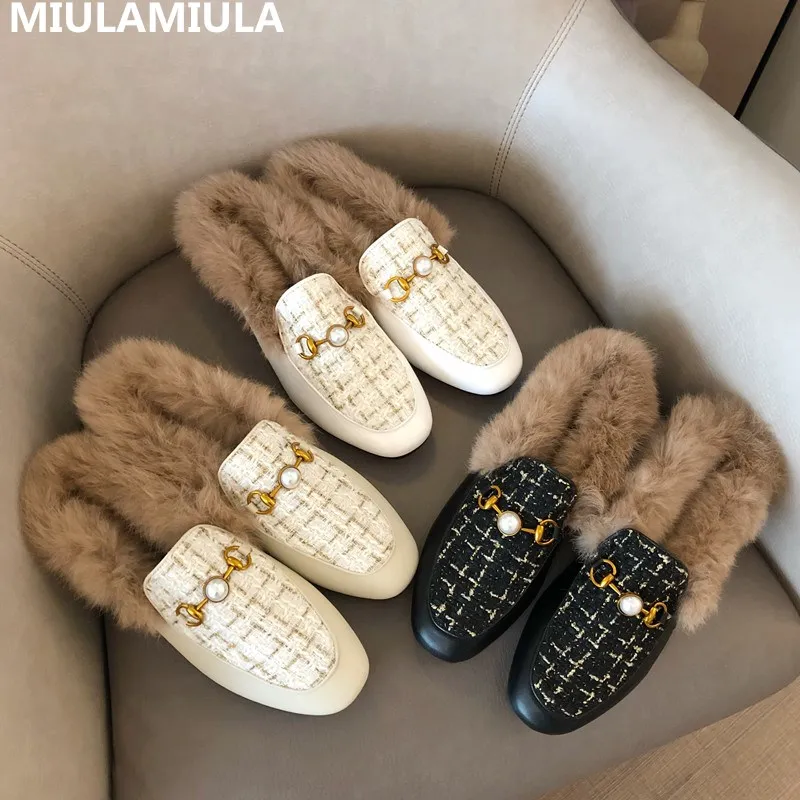 Роскошные шлепанцы MIULAMIULA размеров 35 41 на металлической цепочке теплые Шлепанцы