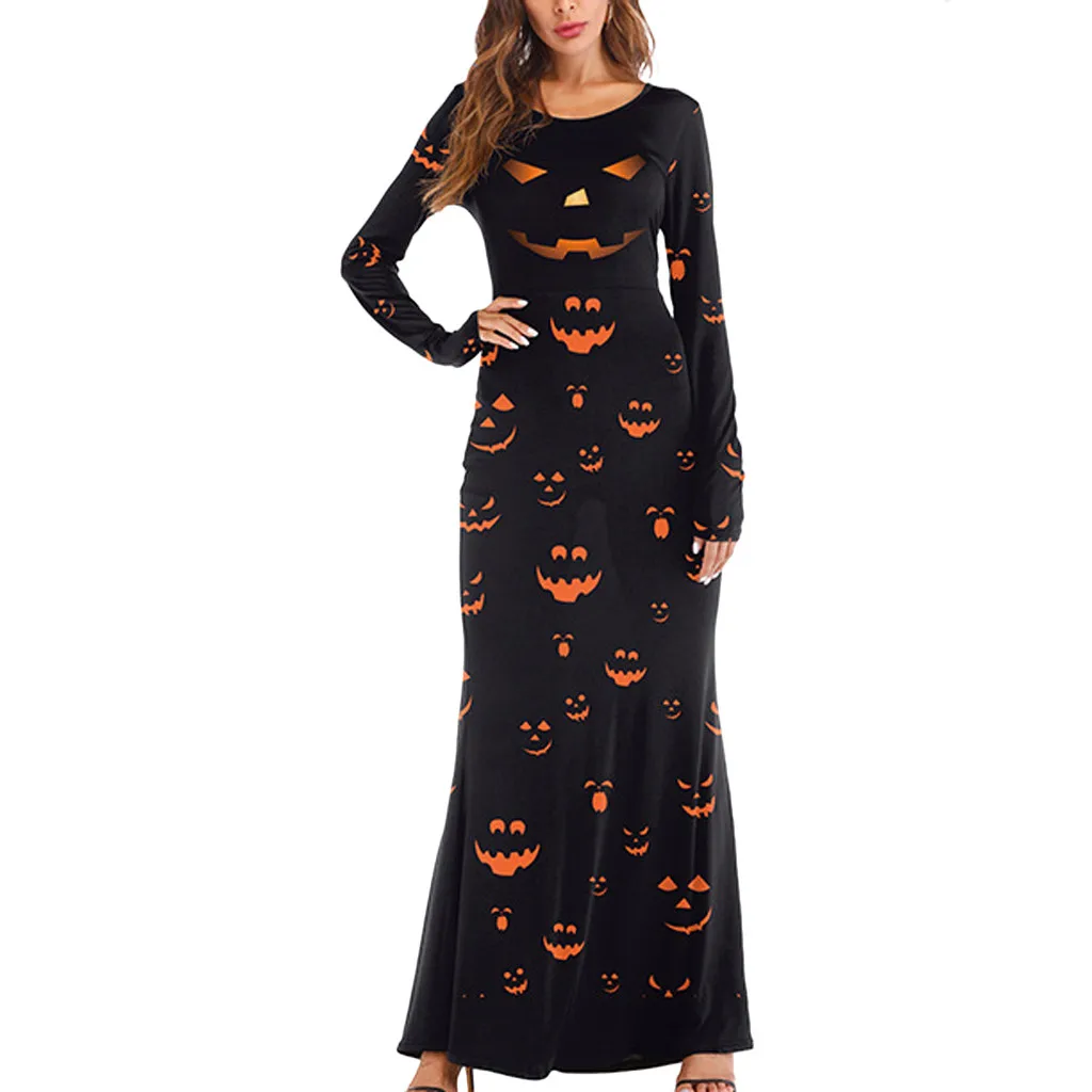 Halloween Party Maxi Dress Winter Vintage Long Sleeve Women Long Dresses Woman Party Night Ladies Dress Vestidos 2019 Mujer Halloween Party Maxi Dress Winter Vintage Long Sleeve Women Long Dresses Woman Party Night Ladies Dress Vestidos 2019 Mujer
