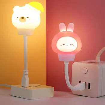 LED 어린이 USB 야간 조명, 귀여운 만화 야간 램프, 곰 원격 제어, 아기, 아이 침실 장식, 침대 머리맡 램프, 크리스마스 선물