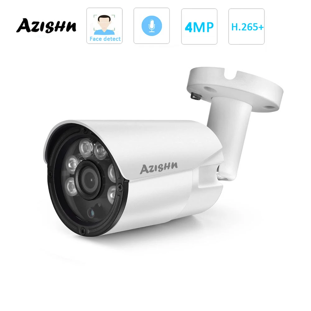 AZISHN H.265+ 4MP IP Camera FULL HD Audio 25fps 2560*1440 Humanoid/Face detection Metal IP67 Outdoor POE CCTV Security Video Cam |