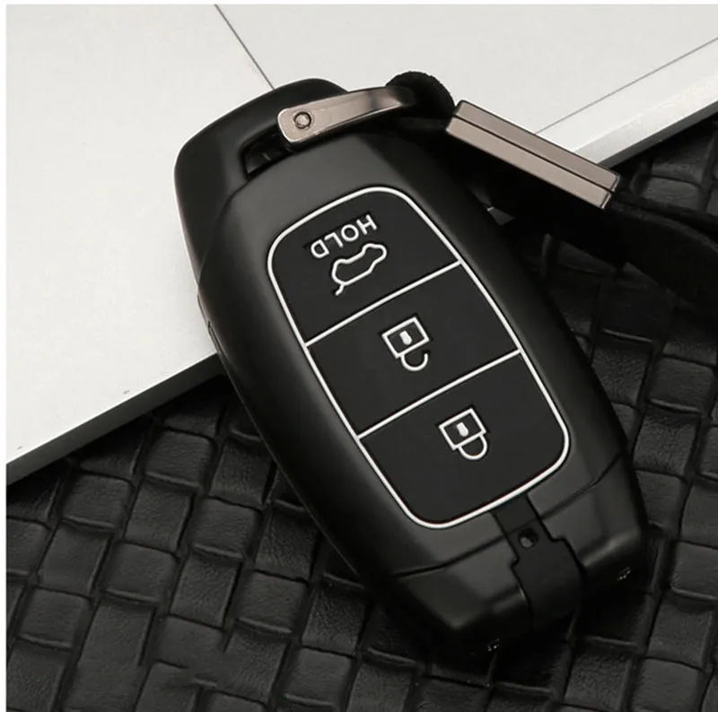 carbon Car Key Case For Hyundai Santa Fe TM I30 Solaris Azera Elantra Grandeur Accent Keychain Holder Protector Cover - Название цвета: 4