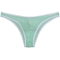 Men's Jacquard Bordered Briefs Rhombic Lace Mini Briefs Pouch Soft Bikini Mens Sissy Underwear 1