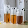 500Pcs/Lot 3 Size Plastic Drink Packaging Bag Pouch For Beverage Juice Milk Coffee With Handle and Holes For Straw 2