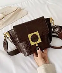 Brown Винтажная сумка-мессенджер с крокодиловым узором, женские роскошные сумки через плечо, Дизайнерские Сумки из искусственной кожи, Женский манжет, шикарные сумки - Цвет: Brown