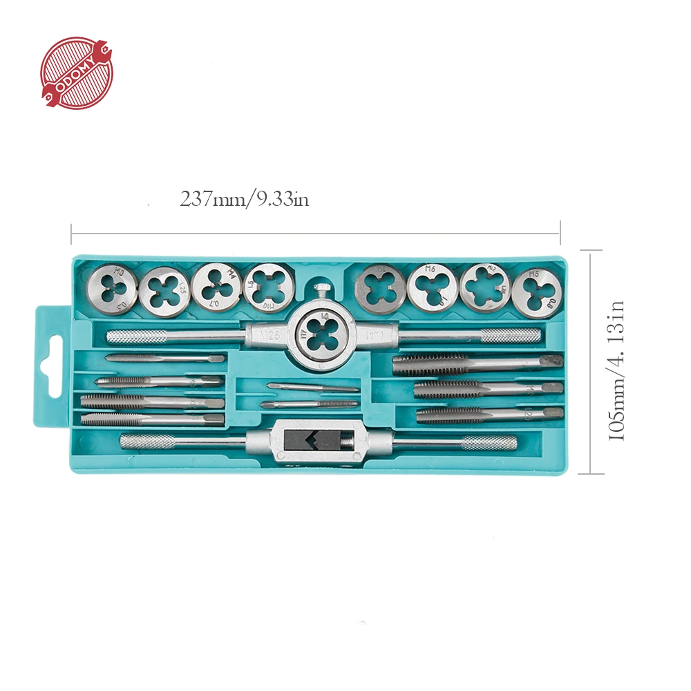 

20pcs Alloy Steel Tap & Die Set with Small Tap Twisted Hand Tools and 1/16-1/2 Inch NC Screw Thread Plugs Taps Hand Screw Taps