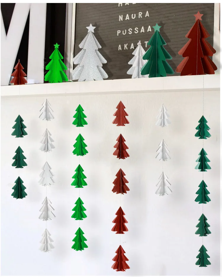 Рождественские Елочные орнаменты, трехмерные, 2,5 м, 10 шт., праздничные, вечерние, рождественские принадлежности, картонные подвески для украшения дома