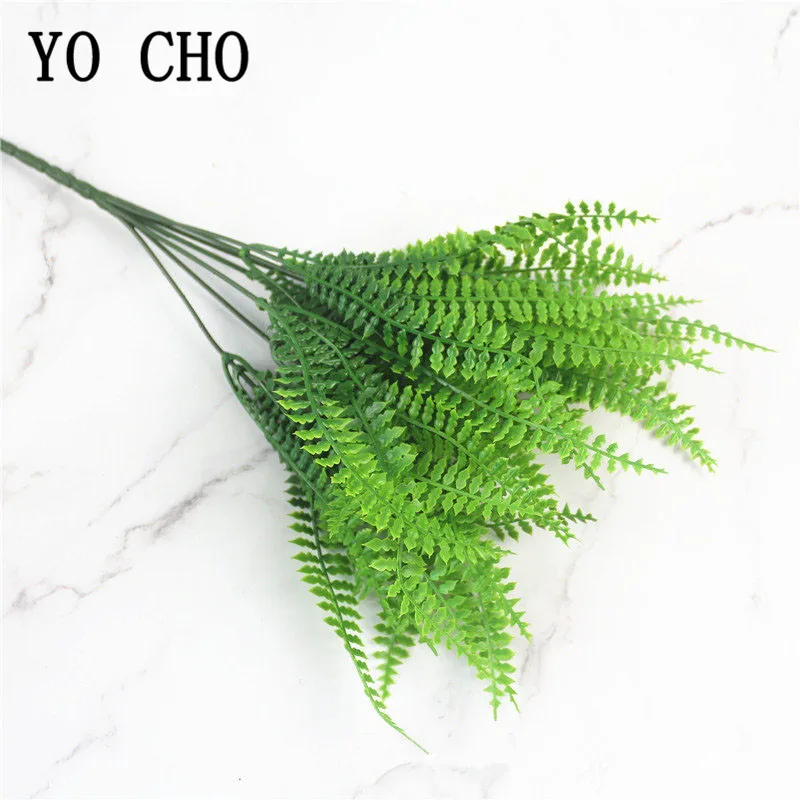 YO CHO Artificial Plants Plastic Twigs Green Grass Fake Plants Twigs Leaves Grass Flower Arrangement Wedding Party Home Decor - Image 5