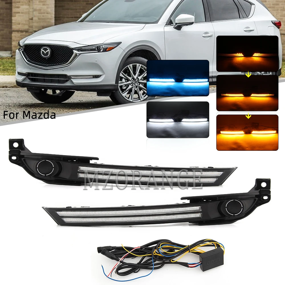 2 Pcs Dynamic LED DRL for Mazda CX 5 CX5 2017 2018 2019 Daytime Running Light With Flowing