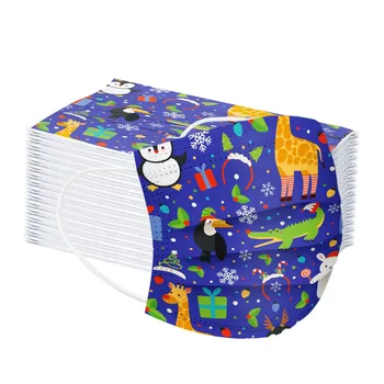 

50PC Disposable mask Adult animal printing Air Purification mouth face Mask 3 Layers Ply Filter Breathable Mask Mascarillas