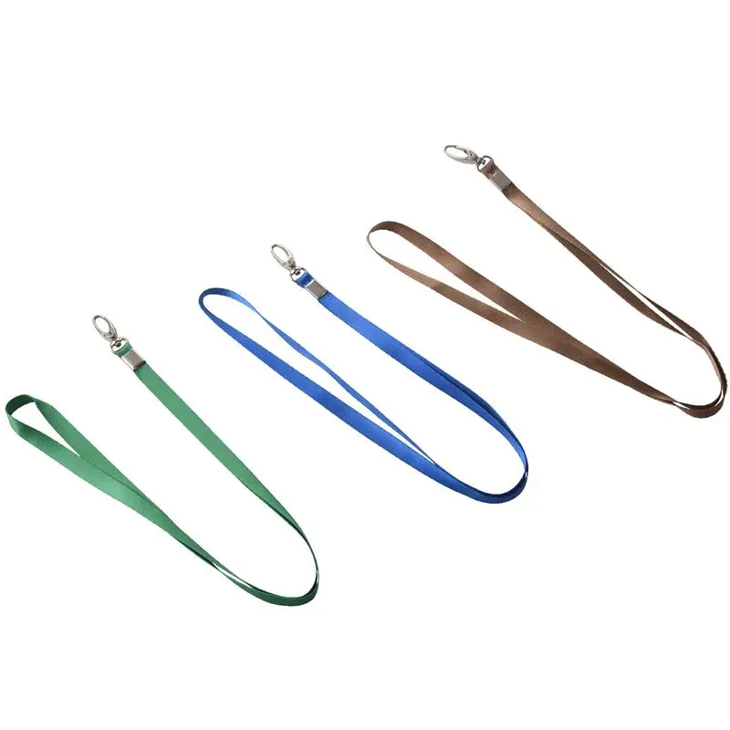3 Pcs Blue Green Coffee Color Key Card Holder Neck Lanyard 16.1 inchlong