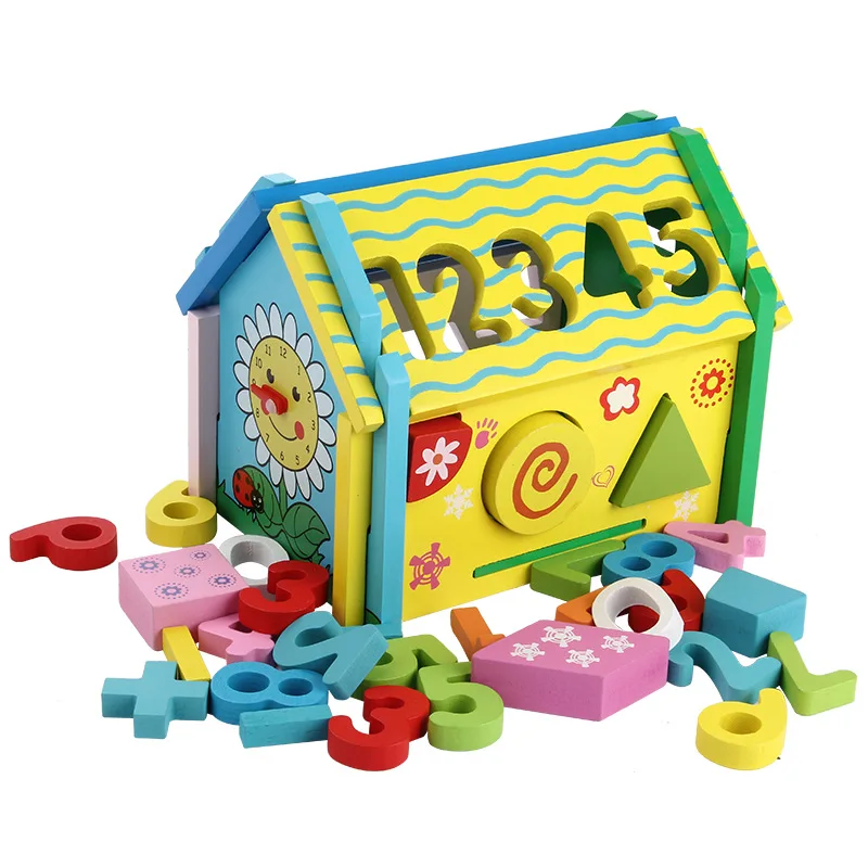 

Removable Digital House Children's Baby Puzzle Hands-on Disassembly Combination Smart Geometric Shape House Wooden Toys
