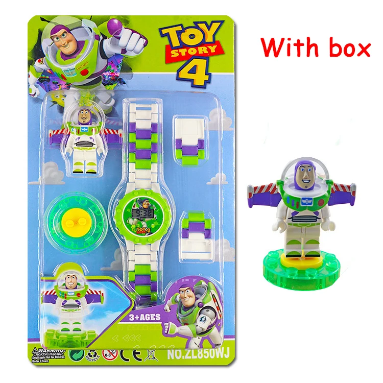 Buzz boxed Buzz Lightyear блочные часы, игрушки для детей, забавные вращающиеся строительные блоки, электрическая фигурка, игрушка для мальчика, рождественские подарки - Цвет: Buzz boxed