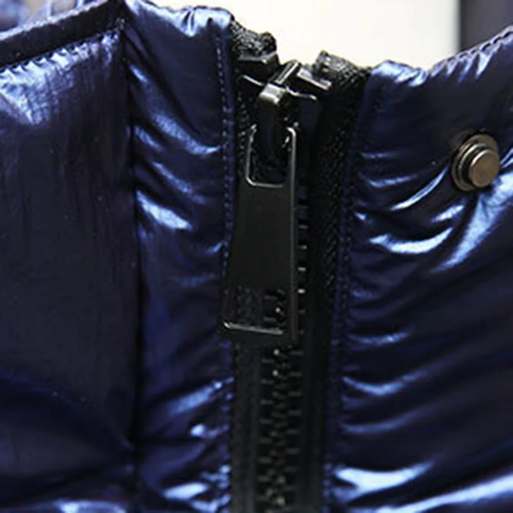 Зимний пуховик для женщин, яркая черная хлопковая одежда, стеганые куртки, теплый толстый искусственный мех, воротник с капюшоном, синее длинное пальто для женщин