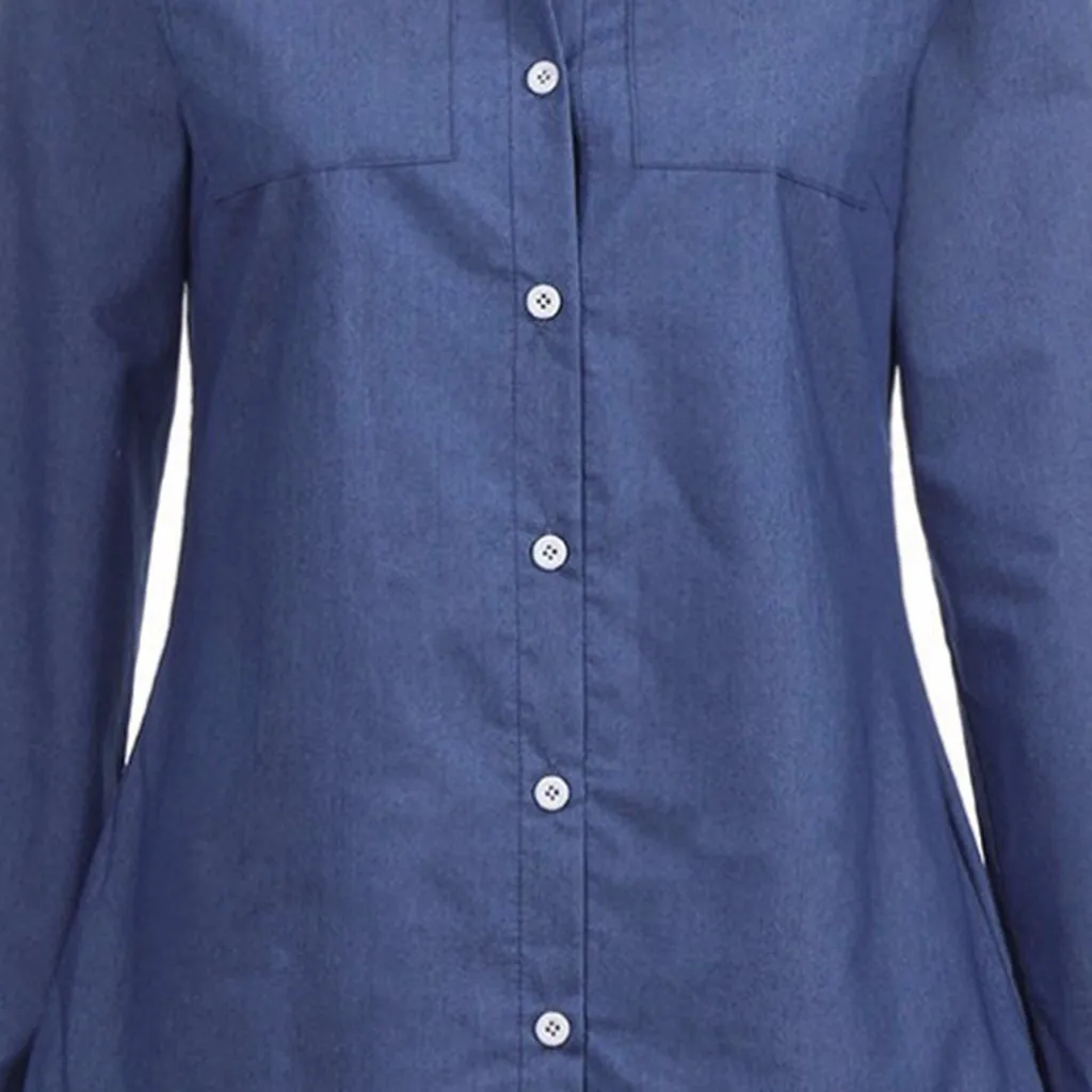 Plus Size Women Tops And Blouses Long Sleeve Autumn Denim Shirt Casual Elegant Denim Solid Office Ladies Work Blouse Female