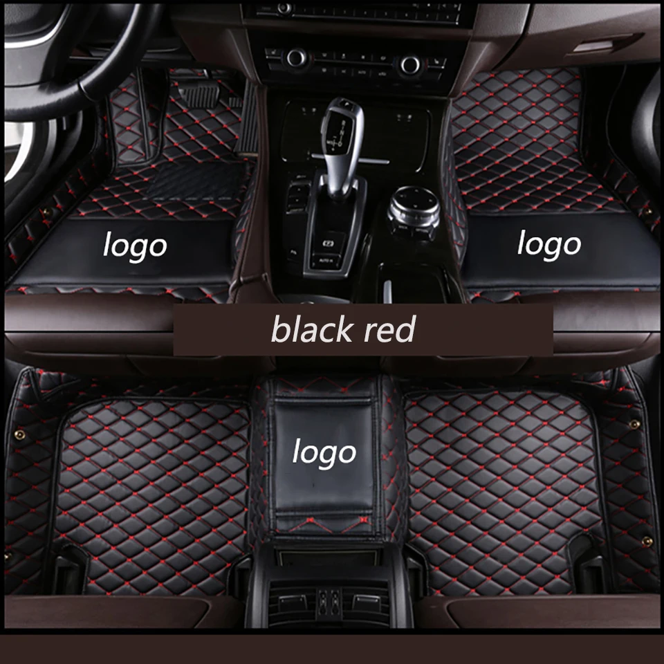 ZRCGL индивидуальный логотип автомобильный коврик для Nissan Все модели qashqai x-trail tiida Murano March Teana quest Patrol Paladin SYLPHY livina - Название цвета: Black with red