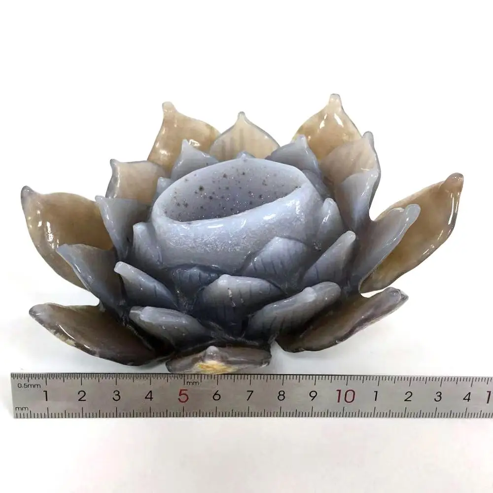 Agate lotus Высокое качество ручной резной Агат Лотос жеод для украшения дома или коллекции PP - Цвет: Agate lotus
