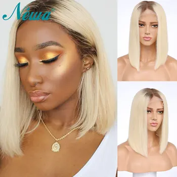 

Newa Hair #4/613 Color Pre Plucked Lace Front Human Hair Wigs For Woman 130% Straight Bob Wigs With Baby Hair 13x4 Remy Hair Wig