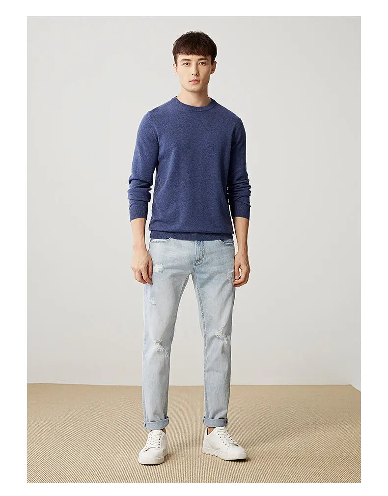 6Colors Sweater Pullovers Men 100% Merino Wool Sweater Jumpers Man Winter Warm Mercerizing Fleece Sheep woolen Male knitwear 4XL 03