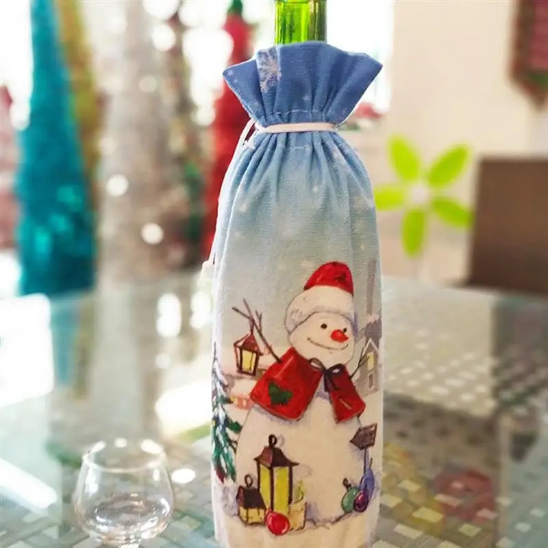 3 шт рождественские винные бутылки крышка Санта Клаус снеговик лося бутылки вина мешок рождественские вечерние бутылки вина платье бутылки Декор мешок