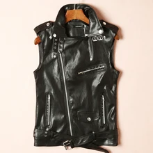 Топовые модные брендовые новые мужские летние кожаные куртки для мужчин, приталенный мотоциклетный жилет в стиле панк, повседневные пальто, размеры M-2XL, белый цвет