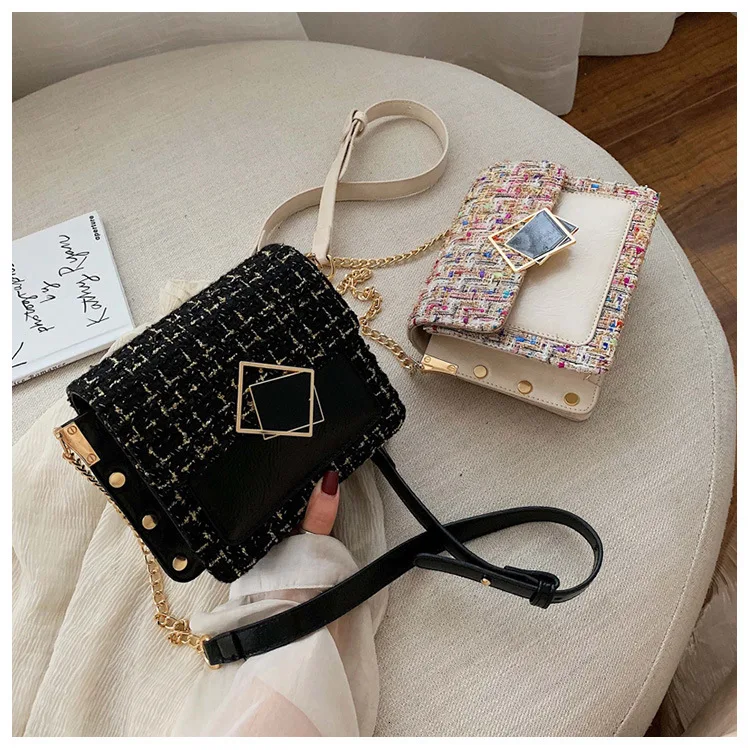 Winter Fashion Woolen Woman Chain Small Luxury Handbags Women Messenger Crossbody Bags Female For Designer Flap Shoulder Bag