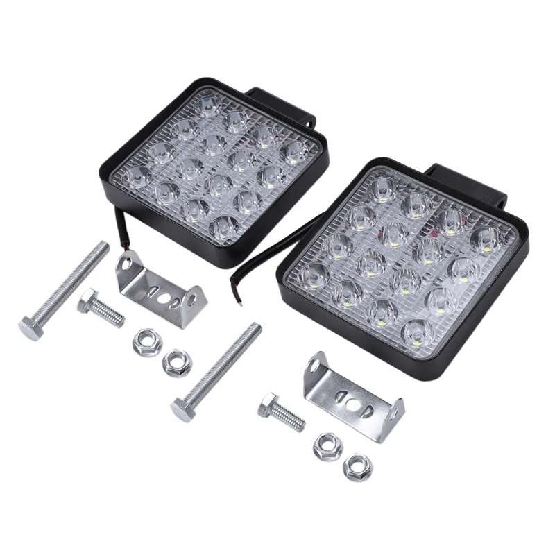 

2pcs 16LED 48W 6000k Work Light Car 12V 24V LED Spotlight Beam 4WD 3120lum Waterproof Square Tractor Truck Mini Spot Fog lamp