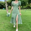 Summer Floral Dress Women French Style Puff Sleeve Chiffon Split Fairy Dress Sexy Elegant Korean Style Clothes New Arrival 2022 ► Photo 2/6