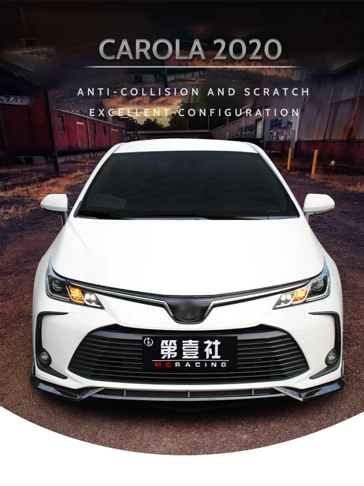 Defletor para Toyota Pçs do Carro Novo Amortecedor Dianteiro Lábio Splitter Barbatanas Kit Corpo Queixo Spoiler Difusor Carora 2020 3 2 Saia abertura frontal
