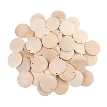 

ULTNICE 50pcs Round Wooden Pieces 4cm Wood DIY Craft Wood Piece with Hole DIY Log Slices Discs for Art Crafts Paint Project