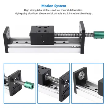 

Guide Rail Aluminum Alloy Linear Guide Rail Slide Ball Screw Motion Table 100mm Effective Stroke Linear Rails and Bearings
