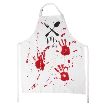 

1Pc Cooking Apron Washable Housework Apron Wear-resistant Pinafore Waist Cloth Pinafore Blood Handprint Housework Apron