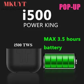 

MKUYT I500 TWS Portable Wireless Bluetooth Earphones Touch Control Headsets Stereo Earbuds with Qi Wireless Charger Box