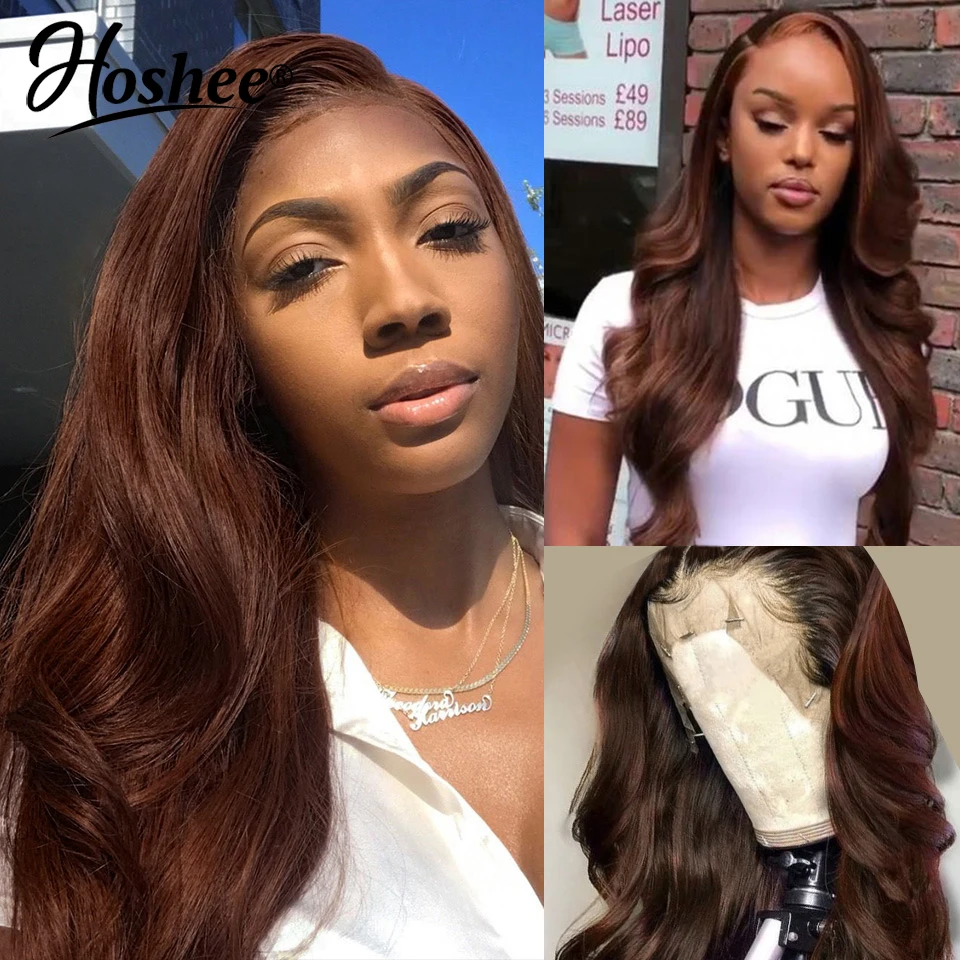 

Brazilian Remy 180% Brown Human Hair wigs Straight #2 Colored Lace Front Human Hair Wigs For Black Women Pre Plucked Lace Wig