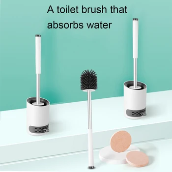 

Toilet Brush Kit Household Long Holder Wall Hanging Flex Floor Cleaning Brush with quick-drying holder for toilet accessories