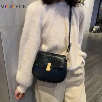 

Retro Crocodile Leather Crossbody Bag Women Classic Shoulder Messenger Small Saddle Bags torebki damskie