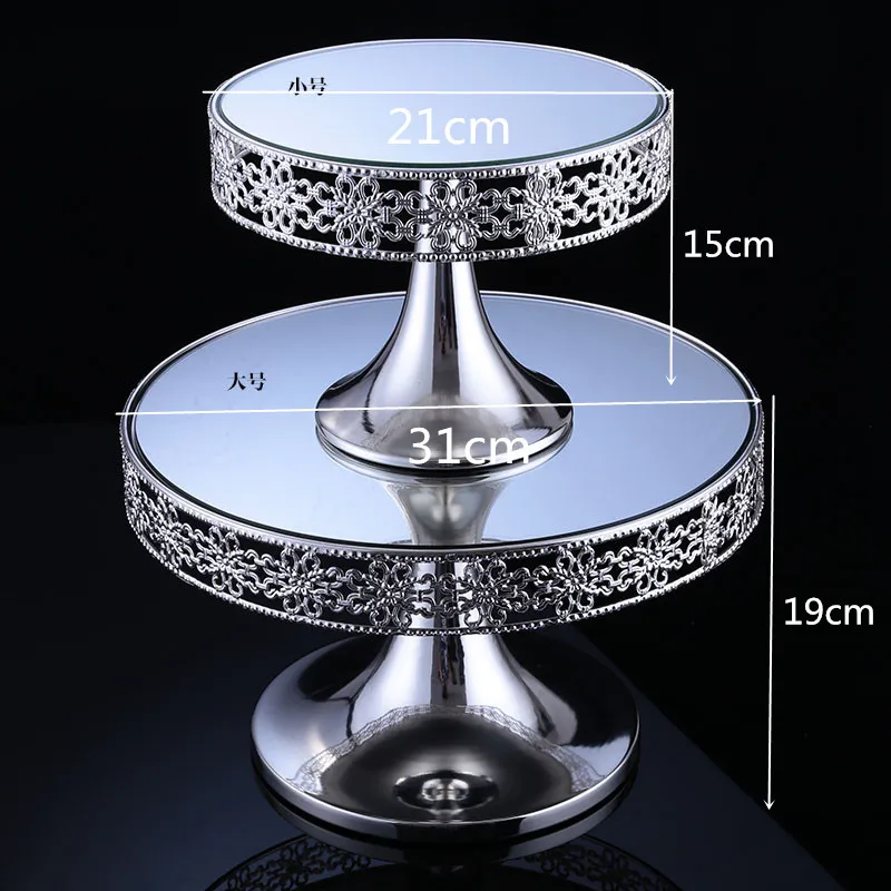 Европейский серебристый круглая подставка для торта десертный стол Банкетный Свадебные украшения высокие ноги днем закуска к чаю лотка торта металлические лотки