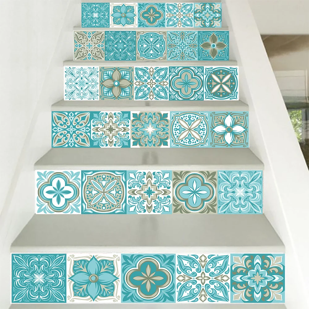 Description Picture 6 of itemBlue & Green Strip Ceramic Wall Sticker Glossy Surface Kitchen Bathroom Stairs Wallpaper Waterproof Oil-proof Tiles Wall Decals