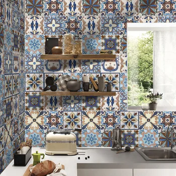 

DIY Kitchen Bathroom Home Wall Sticker 3D European Style Tile Sticker Waterproof Oil-proof Wall Decal for Kitchen Floor